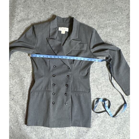 Vintage 80s LEW MAGRAM Blue Gray Double Breasted Blazer Jacket Coat Suit USA 4 - Picture 7 of 9